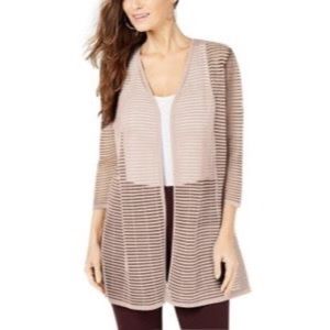 Alfani Open Illusion Sheer Stripe Peony Cardigan